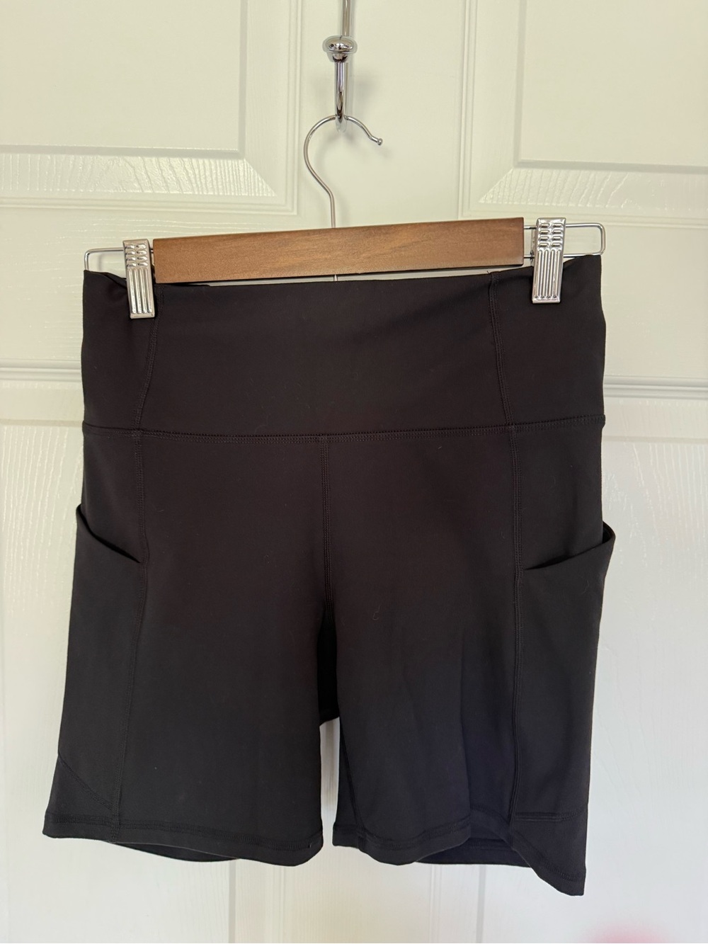 Fabletics Black High-Rise Bike Shorts with Side Pockets